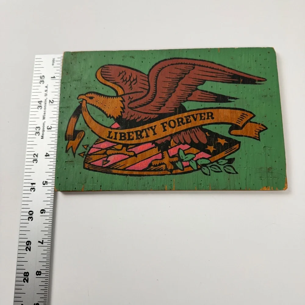 Rustic Americana Liberty‎ Forever Eagle Wood Plaque Patriotic Folk Art